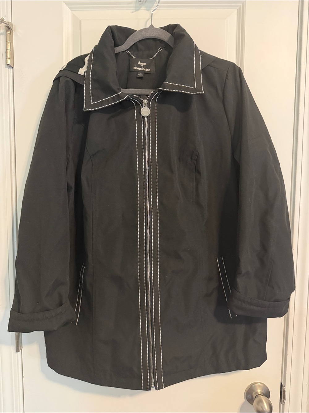 dennis basso Black Satin-Trim Jacket